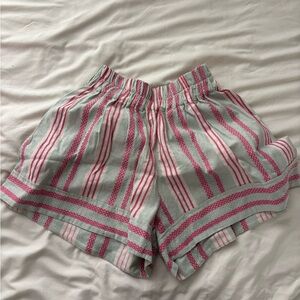 Striped Pink and White Women Shorts
